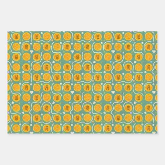 Pirate Party mit Bären, Streifen und Schatz Geschenkpapier Set (Vorderseite 3)