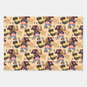 Pirate Party mit Bären, Streifen und Schatz Geschenkpapier Set (Vorderseite)