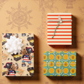 Pirate Party mit Bären, Streifen und Schatz Geschenkpapier Set