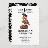 Pirate Party Parrot Birthday Einladung (Vorne/Hinten)