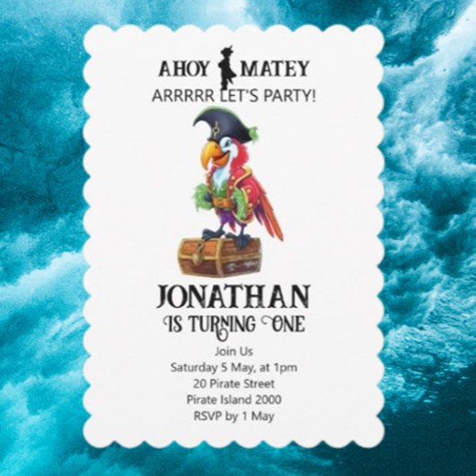 Pirate Party Parrot Birthday Einladung