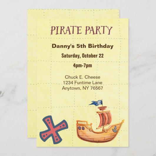 Pirate Party Personalisiert Einladung (Vorne/Hinten)