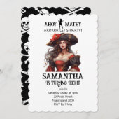 Pirate Party Red Girl Einladung (Vorne/Hinten)