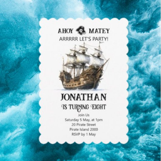 Pirate Party Ship Birthday Einladung