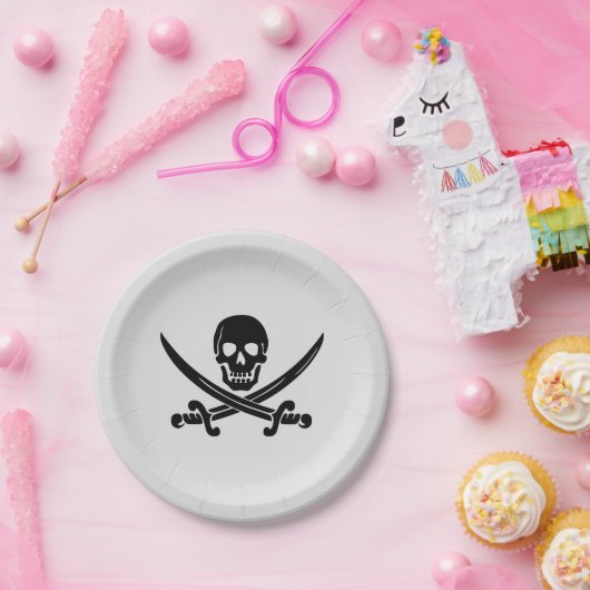 PIRATE PARTY SKULL CROSSBONES Papier Teller (Party)