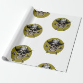 Pirate Party Skull Gold Geschenkpapier (Ungerollt)