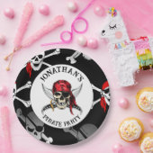 PIRATE-PARTY-SKULLS-Papierplatte Pappteller (Party)