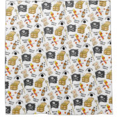 Pirate Pattern Treasure Island HandGezeichnet Duschvorhang (Vorderseite)
