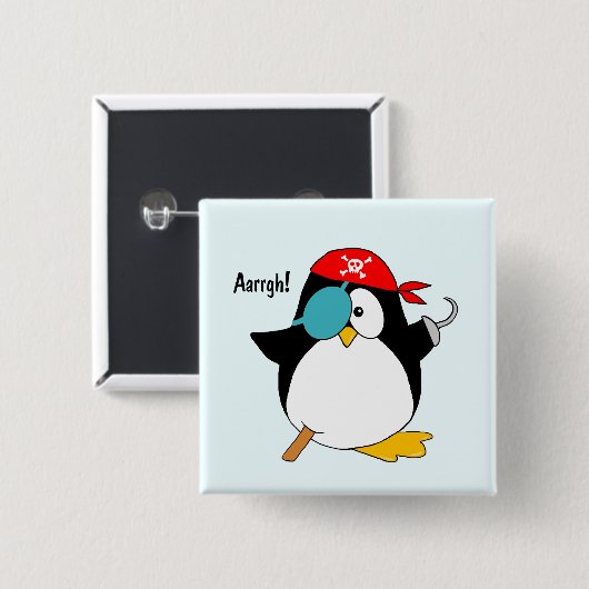 Pirate Penguin Argh! Button (Vorne & Hinten)
