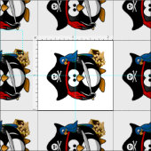 Pirate Penguin mit Parrot Stoff (Kachel)