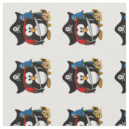 Pirate Penguin mit Parrot Stoff (Nahaufnahme)