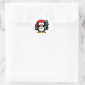 Pirate Penguin Niedlich Art Runder Aufkleber (Tasche)