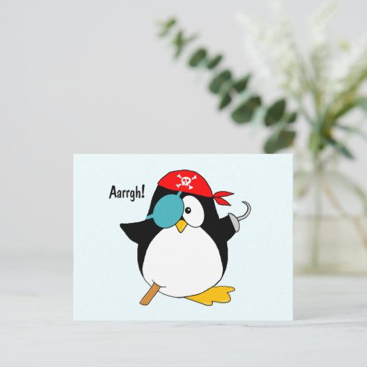 Pirate Penguin Postkarte (Stehend Vorderseite)