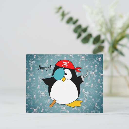 Pirate Penguin Postkarte (Stehend Vorderseite)