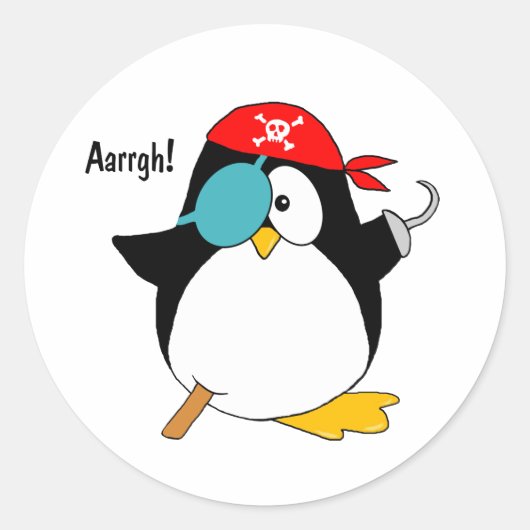 Pirate Penguin Runder Aufkleber (Vorderseite)