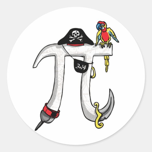 Pirate Pi Day Gear Runder Aufkleber (Vorderseite)