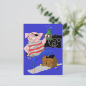 Pirate Pig Captain Cartoon Postkarte (Stehend Vorderseite)
