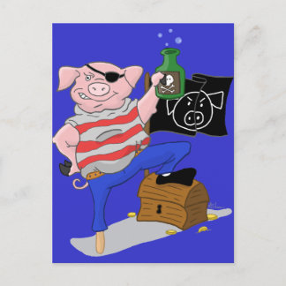 Pirate Pig Captain Cartoon Postkarte