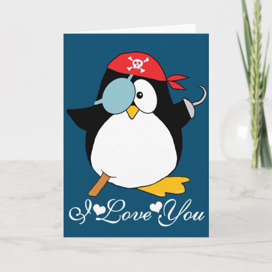 Pirate Pinguin I Liebe You Karte (Vorderseite)