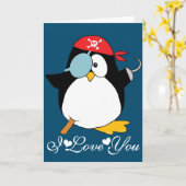 Pirate Pinguin I Liebe You Karte (Gelbe Blume)