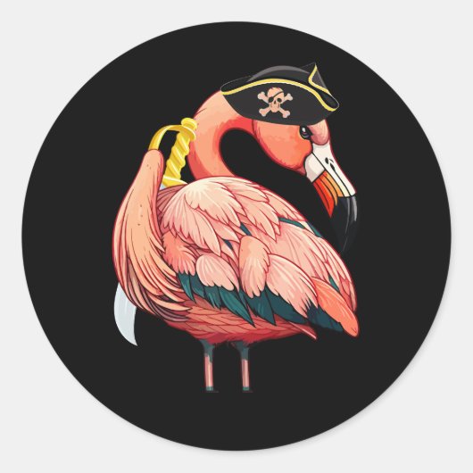 Pirate Pink Flamingo Halloween-Party Girls Cross B Runder Aufkleber (Vorderseite)