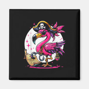 Pirate Pink Flamingo Halloween-Party - Piratenflag Magnet