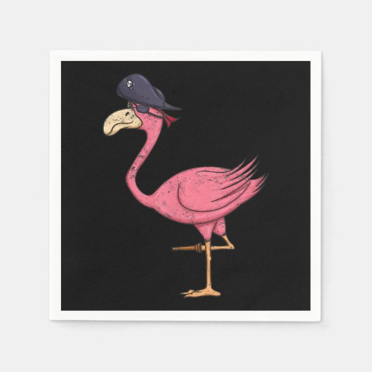 Pirate Pink Flamingo mit Eyepatehalpie Serviette (Vorderseite)