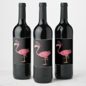 Pirate Pink Flamingo mit Eyepatehalpie Weinetikett (Flaschen)