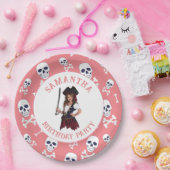 Pirate PINK Girl Skulls Paper Tellers Pappteller (Party)
