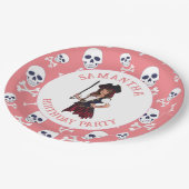 Pirate PINK Girl Skulls Paper Tellers Pappteller (Schrägansicht)