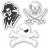 Pirate Piratenflagge 3 Packung Aufkleber (Vorderseite)