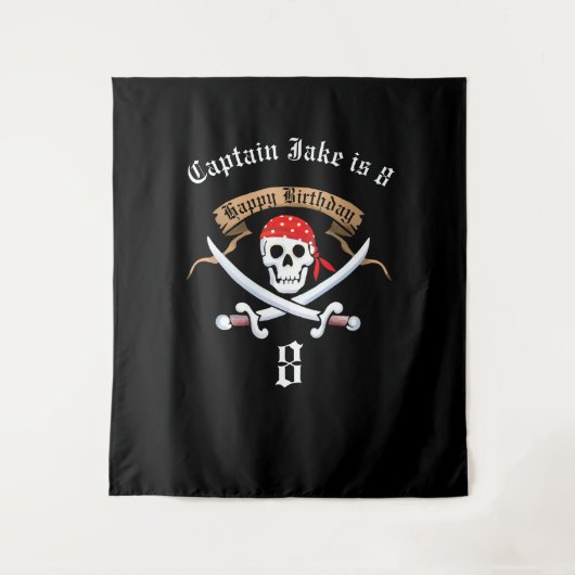 Pirate Piratenflagge Black Birthday Party Hintergr Wandteppich (Vorderseite)