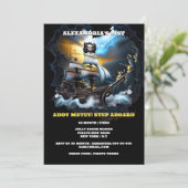 Pirate Piratenflagge Geisterschiff Galeone Einladung (Stehend Vorderseite)