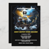 Pirate Piratenflagge Geisterschiff Galeone Einladung (Vorne/Hinten)