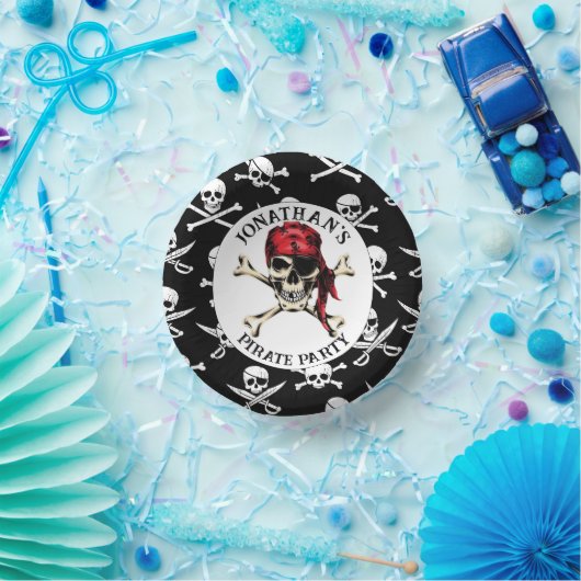 Pirate-PIRATENFLAGGE Pappteller (Party)