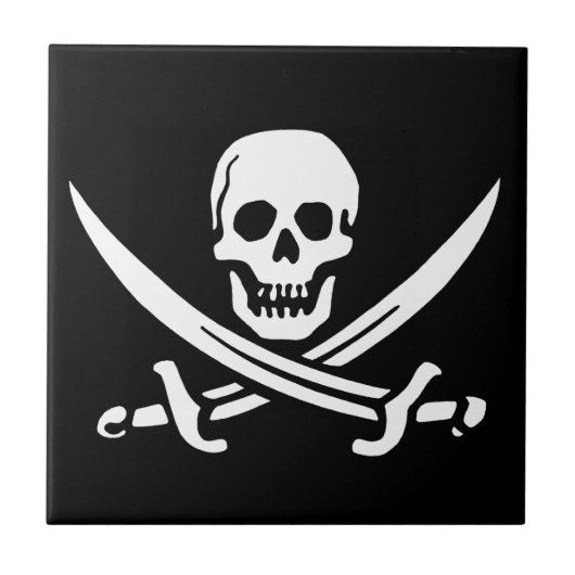 Pirate Piratenflagge Skull Fliese (Vorderseite)