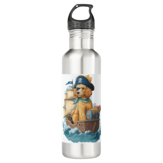 Pirate Poodle � Funny Sea Dog Edelstahlflasche (Vorderseite)