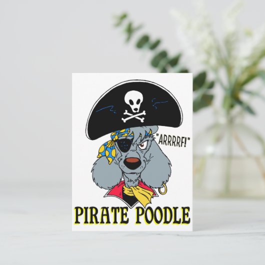 Pirate Poodle Postkarte (Stehend Vorderseite)