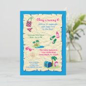 Pirate Pool Party Geburtstag Einladung (Stehend Vorderseite)