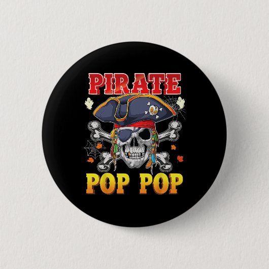 Pirate Pop-Pop Skull Crossbones Halloween Kostüm Button (Vorderseite)