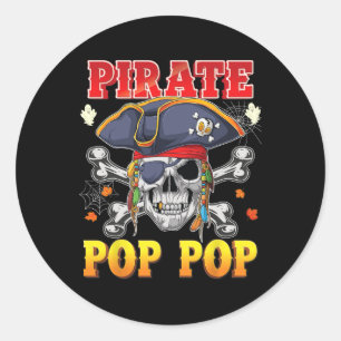 Pirate Pop-Pop Skull Crossbones Halloween Kostüm Runder Aufkleber