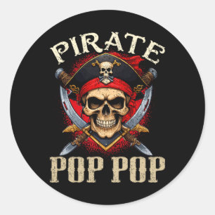 Pirate Pop Pop Skull Piratenflagge Halloween Pirat Runder Aufkleber