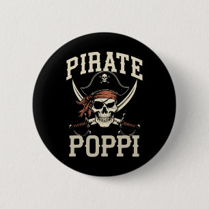 Pirate Poppi Funny Captain Matching Halloween Cost Button