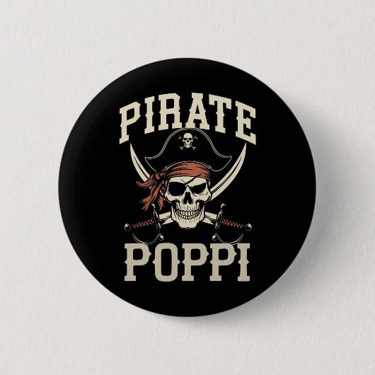 Pirate Poppi Funny Captain Matching Halloween Cost Button (Vorderseite)