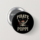 Pirate Poppi Funny Captain Matching Halloween Cost Button (Vorne & Hinten)
