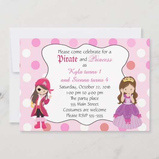 Pirate Princess Girl Geburtstagsparty Einladung (Vorderseite)