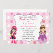 Pirate Princess Girl Geburtstagsparty Einladung (Vorne/Hinten)