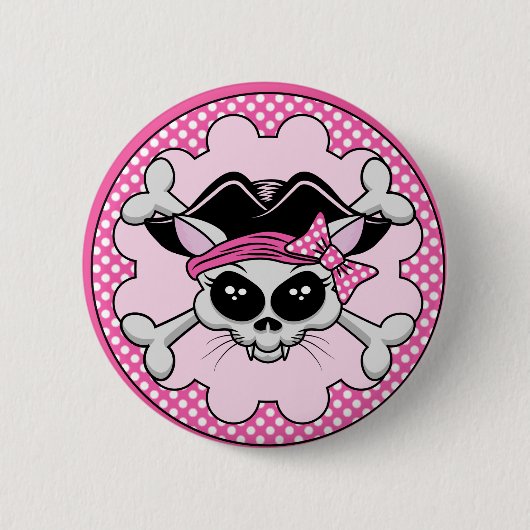 Pirate Princess Kitty Skull Button (Vorderseite)