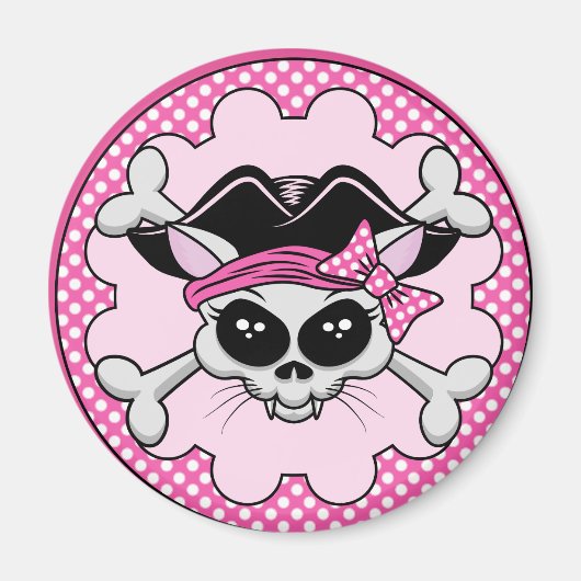 Pirate Princess Kitty Skull Magnet (Vorne)