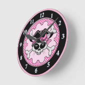 Pirate Princess Kitty Skull Runde Wanduhr (Winkel)